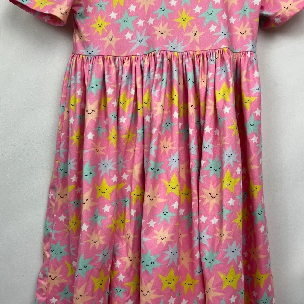 Mila and Rose pink short sleeve smiling star print twirl dress size 5-6